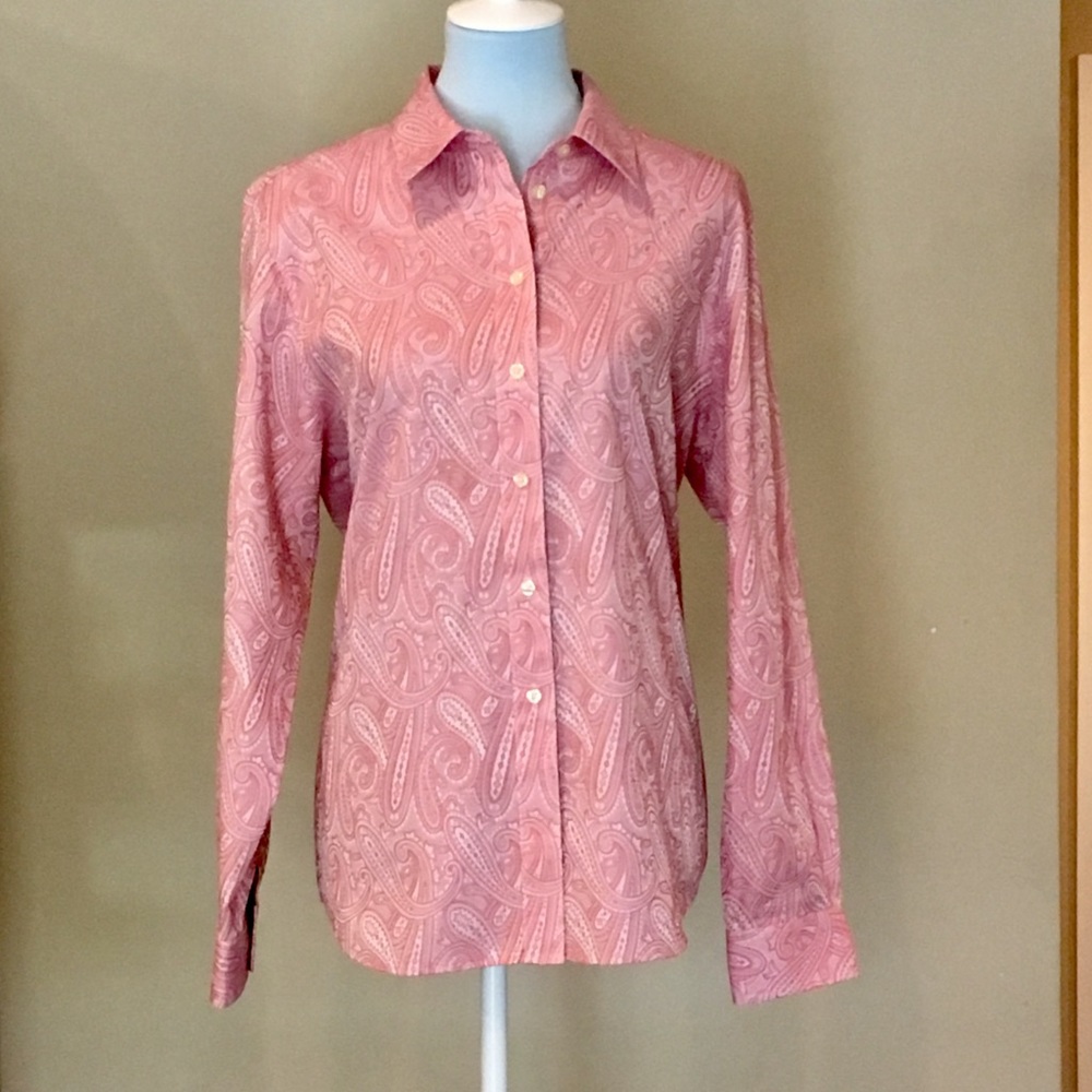 Orvis Pink Paisley Button-Front Long-Sleeve Shirt